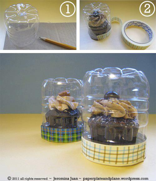 DIY Plastic Bottle Cupcake Gift Box